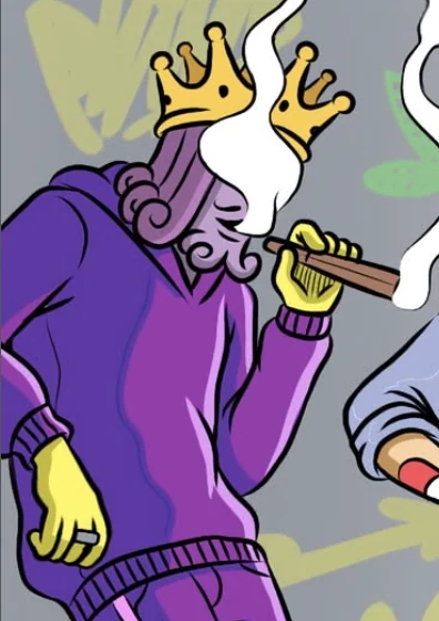 Arte do Illustraweed: O Rei fumando, com o rosto coberto pela fumaça