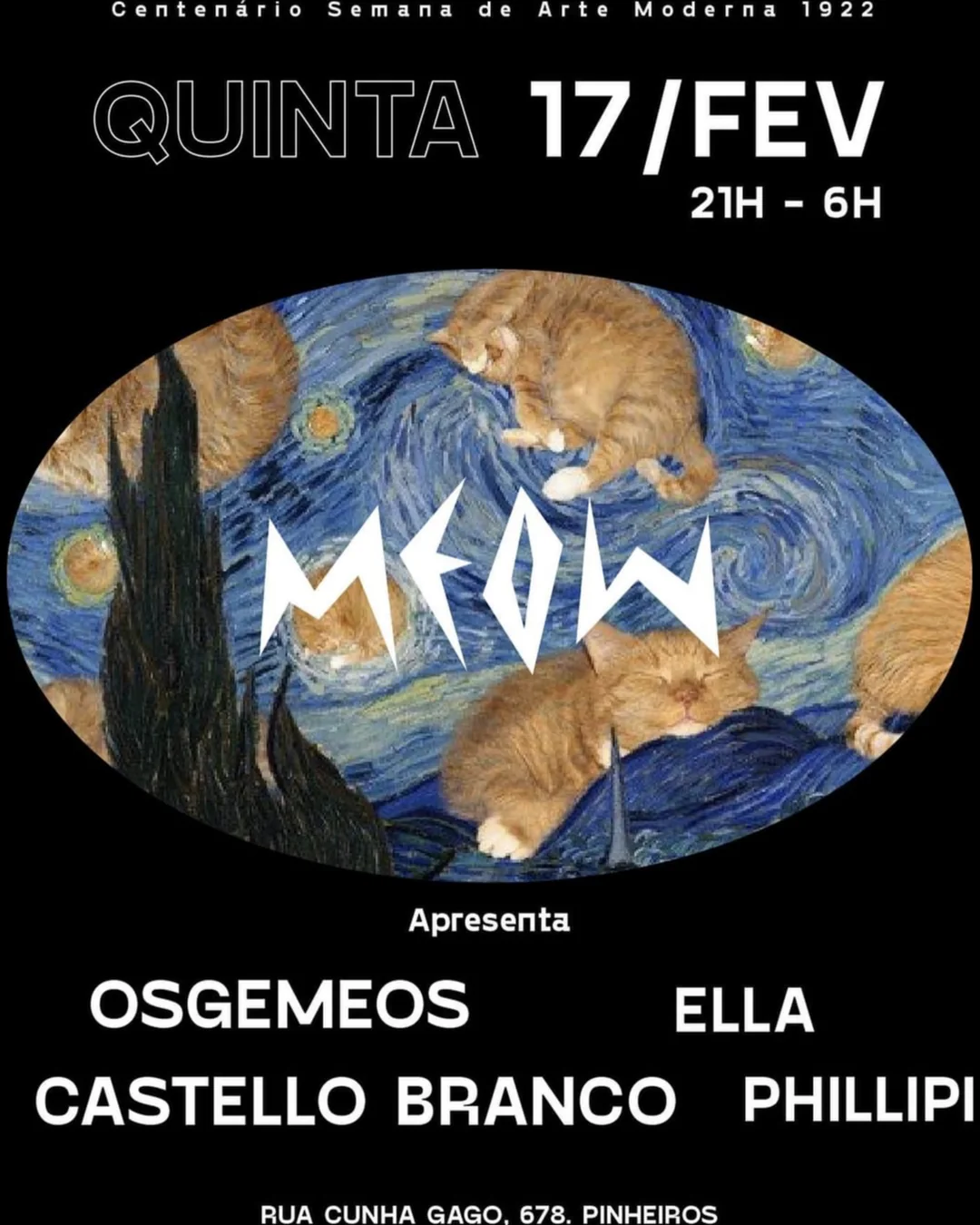 Quinta 17 de fevereiro: OsGemeos, Castello Branco, Ella e Phillipi