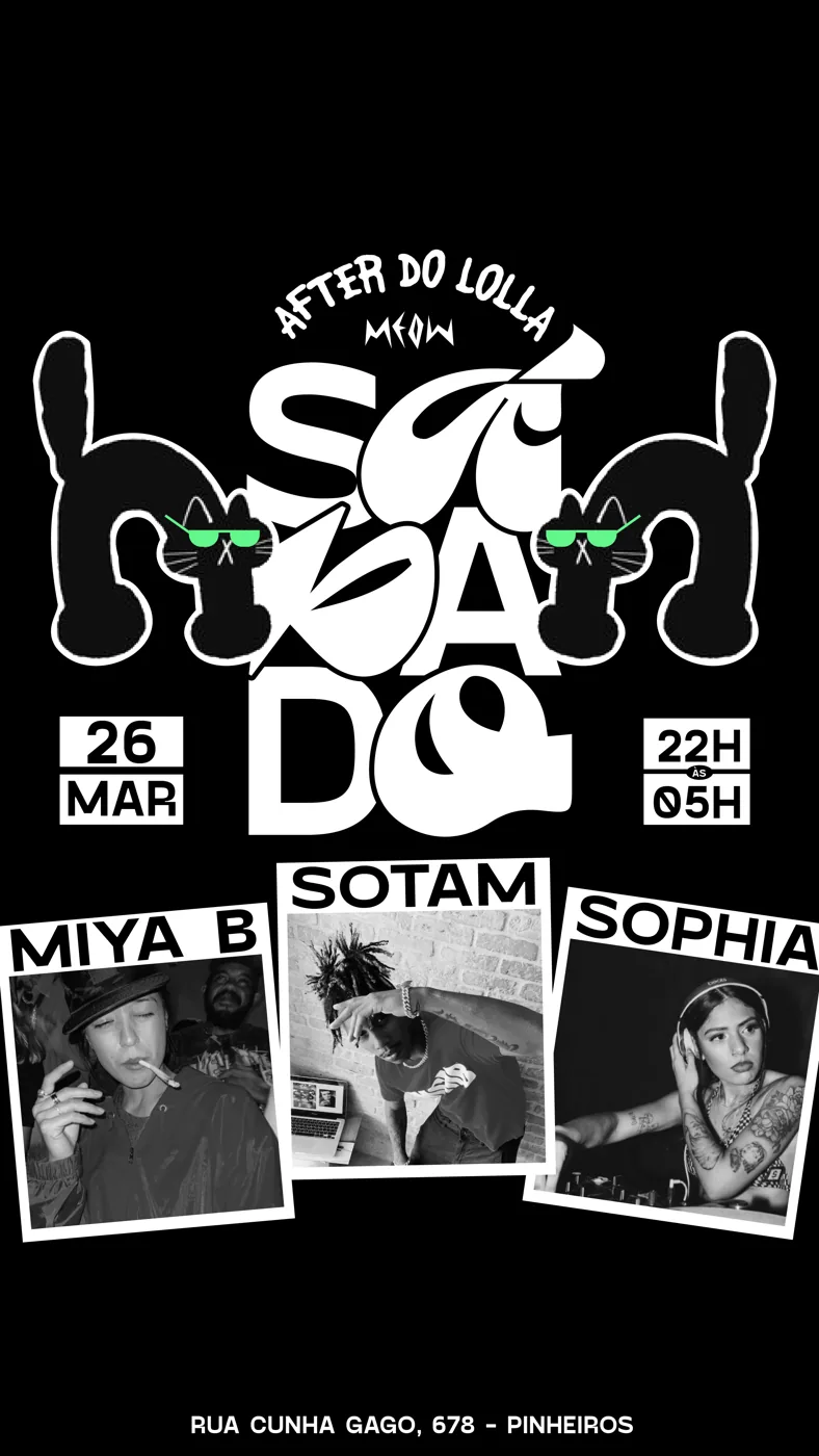 Flyer de sábado, after do Lolla