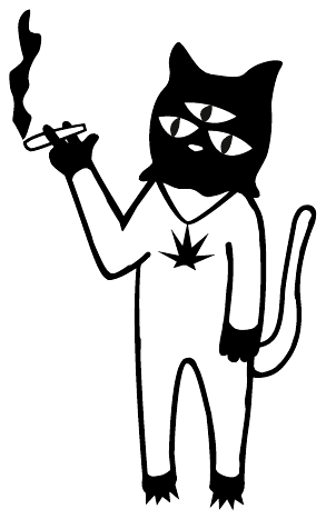 O gato de três olhos fumando