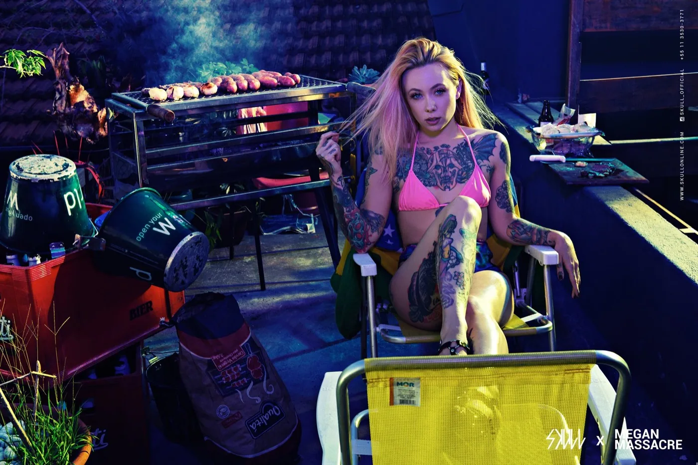 Editorial da collab SKULL x Megan Massacre
