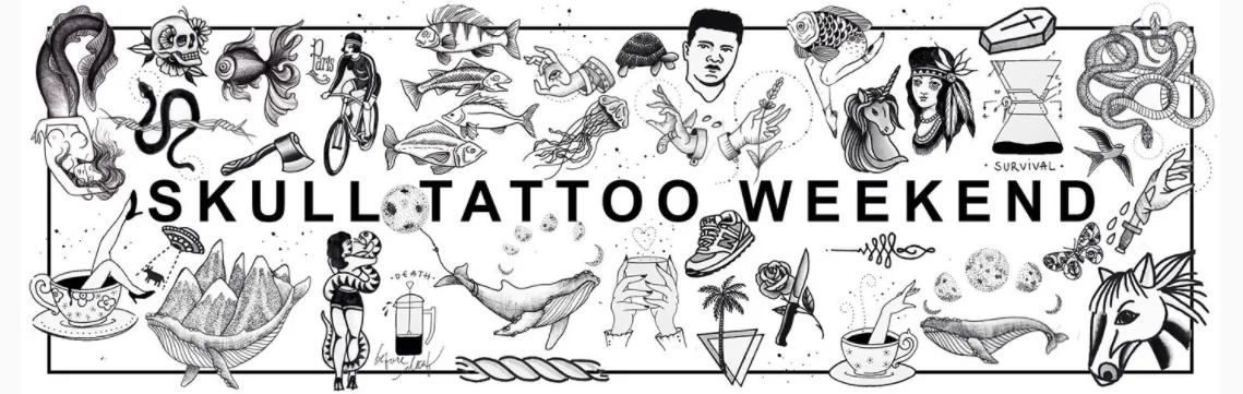 Faixa de flash art do SKULL Tattoo Weekend